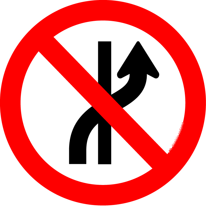 Proibido mudar de faixa ou pista de transito da esquerda para direita