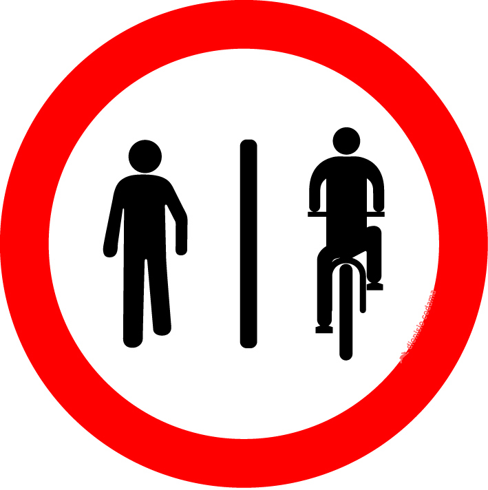 Pedestres a esquerda, ciclistas a direita