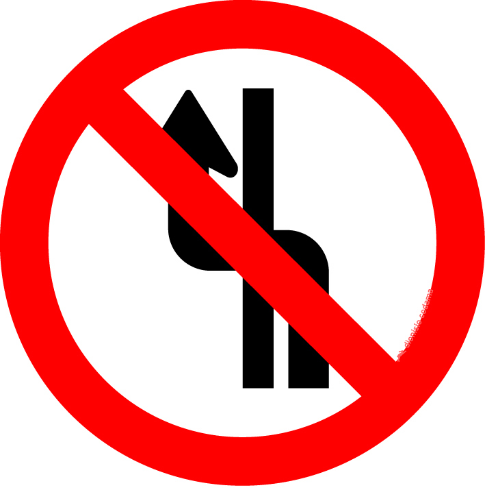 Proibido mudar de faixa ou pista de transito da direita para esquerda