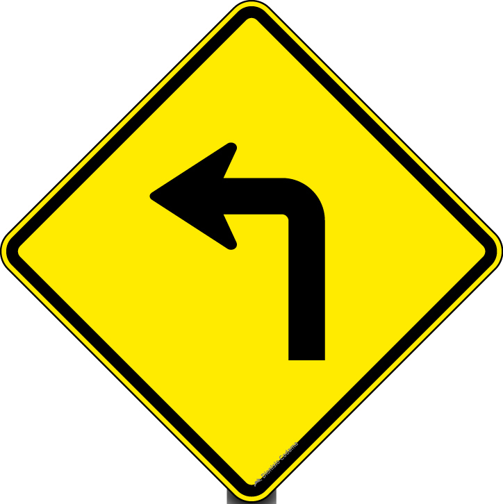 Placa de trânsito - A-1a - Curva acentuada à esquerda